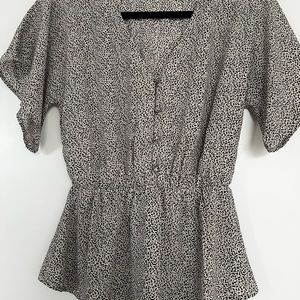 Chiffon button peasant blouse